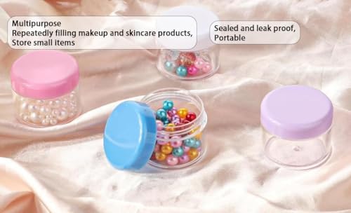 4 Pcs 0.7 oz Travel Cream Jars Round Clear Wide-mouth Leak Proof Plastic Container Jars with Lids Leak-proof Plastic Travel Size Containers Refillable Cosmetic Containers (white, blue, pink, purple) image 5