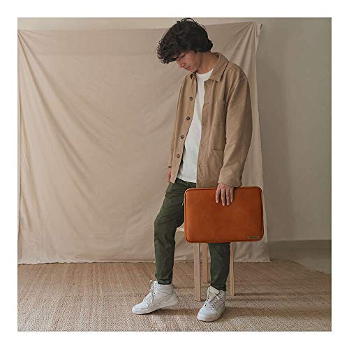Image of DailyObjects Zippered Sleeve for MacBook & Laptop 13 Inch | Solid Tan PU Leather Sleeves with Inner Lining | Durable Stylish Light Weight Sleek Design with Zip Closure