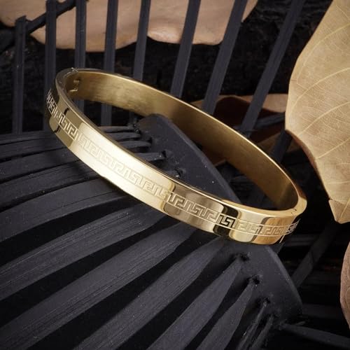 Image of MEENAZ Bracelet for Men brother boyfriend gents Fashion Rose gold Bracelet for Boys Stainless Steel stylish hand cuff Gold Kada for men Cuff accessories golden mens Bracelets open kada adjustable 591
