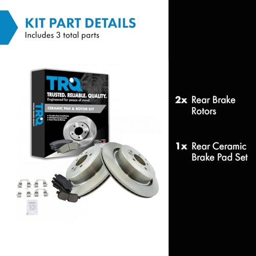 Image of TRQ Rear Ceramic Brake Pad and Rotor Set | For 05-07 Land Rover LR3 V8 4.4L with 350mm 08-09 LR3 with 350mm 06-09 Range Rover Sport with 350mm 10-16 LR4 with 350mm
