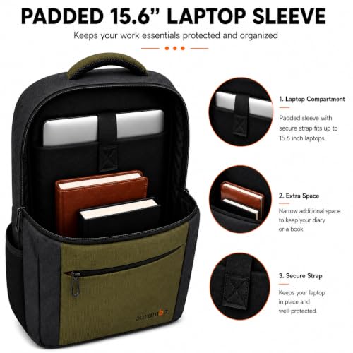 Image of CARAMBA CARRYMATE 26.5L Overnighter Laptop Backpack | Water Resistant Travel Bag with 15.6 inch Padded Laptop Sleeve, Trolley Strap & Dual Compartments for Office, Business, College Men & Women