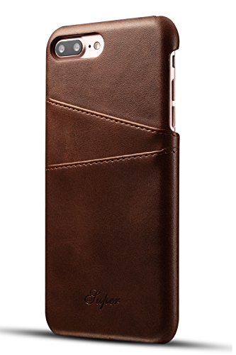 V.Empire iPhone 7 Plus iPhone 8 Plus Wallet Case with Card Holder, Premium PU Leather Card Slots Case, Durable Shockproof Cover 5.5 Inch (Brown)
