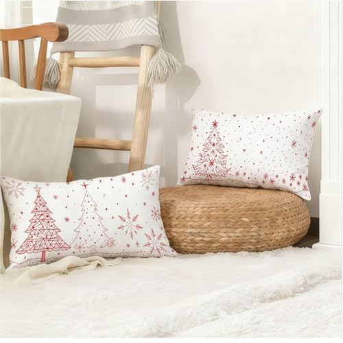 Housse coussin 70x90cm Noël double face en velours rouge avec zip invisible - 5