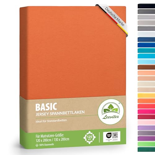 leevitex® Spannbettlaken 120x200cm - 130x200cm | Spannbetttuch Bettlaken | 100% Jersey Baumwolle | Matratzenhöhe bis 25 cm | Ökotex… – Ansicht 1
