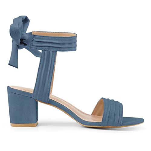 Image of Allegra K Women's Open Toe Ankle Tie Back Block Heels Sandals