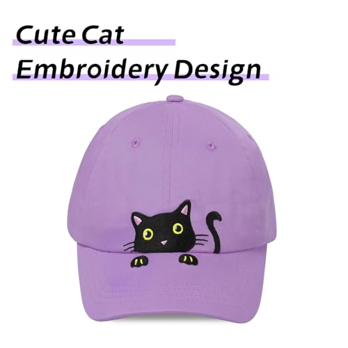 Gorra béisbol con bordado de gato para mujer miniatura 3