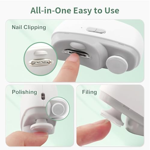 Image of SNOWCLAD Electric Nail Clipper Automatic Nail Trimmer with LED Light, 2 Speed Rechargeable Nail File, 2-in-1 Safe Nail Cutter for Kids, Elderly, Adults & Caregivers Portable Manicure Tool