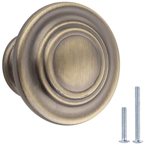 Amazon Basics - Pomo de armario superior, estilo tradicional, latón envejecido, 10 unidades Cover