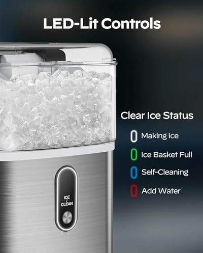Image of Silonn Nugget Ice Maker Countertop, Chewable Pellet Ice Machine with 33lbs Daily Produce, Pebble Ice Maker for Home Kitchen Office