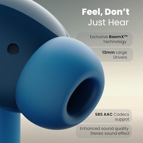 Image of GOBOULT W40 TWS with Zen Quad Mic ENC, 48Hr Playtime,13mm Large Drivers, 45ms Low Latency Gaming, 5.3v Bluetooth Calling, Fast Charging, Health Monitoring (Denim Blue)