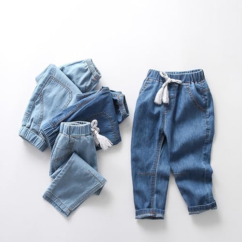Kids Boys Baggy Harem Straight Jeans Wide Leg Elastic Waist Denim Pants Stylish Stretchy Trousers for Toddler Boys2