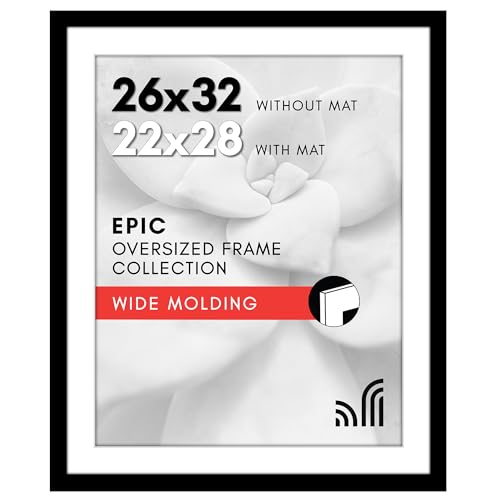 Americanflat 26x32 Poster Frame - Matted to 22x28 - Engineered Wood - Black