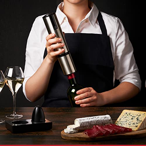 Peugeot - Elis Touch Electric Corkscrew - Rechargeable Bottle Opener With Battery And Charging Base, Stainless Steel, 10.6 Inches #TOP5