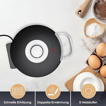KLAMER Waffeleisen Herzwaffel, Waffeln in Herzform, 5 Stufen, hochwertige Antihaftbeschichtung, leichte Reinigung, 1.000W, schwarz – Bild 3