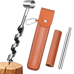 SipSylph 10-Inch Survival Tool for Bushcraft – Bushcraft Auger with Scotch Eye, Hand Auger for Manual Hole Maker, Durable Steel, Leather Case for Outdoor Survival, Bushcraft Tools & Camping