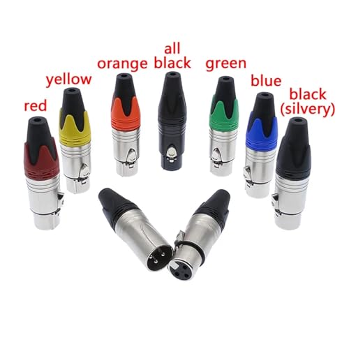 Conector XLR de 3 pines hembra amarillo para cable de micrófono DIY 3