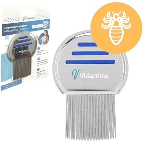 Peine Profesional Vidaprime LIENDRERA para Eliminar Piojos y Liendres con Púas Acanaladas Cover