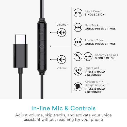 Image of MEE audio SleepTones USB-C Wired Sleep Earbuds for Side Sleepers with Lightweight Low-Profile Silicone Earpieces, Noise Reduction Sleeping Headphones with Built-in Mic & Volume Controls (USB Type C)