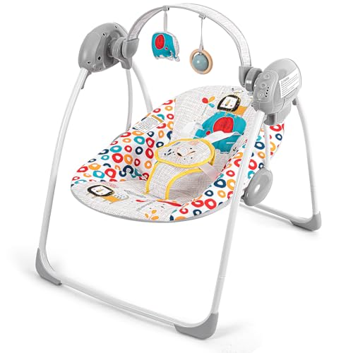 Image of Baby Swing for Infants,Portable Baby Swing with 5-Speed,Adaptable and Compact Baby Swings to Toddler with Music,2 Toys,Soft Head Support,Timing,Baby Girl Swing for Babies 0-6 Months 6-20 lbs