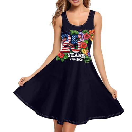 Image of Women Stylish Tank Dresses Sleeveless Round Neck Midi Casual Dress with Pocket for Summer
