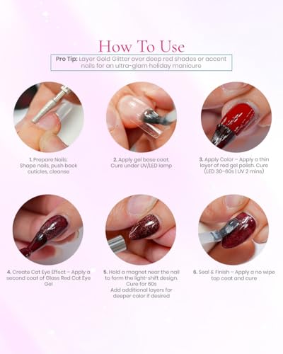 Set de esmaltes de gel cat eye rojo Holiday Luxe 6 colores miniatura 4