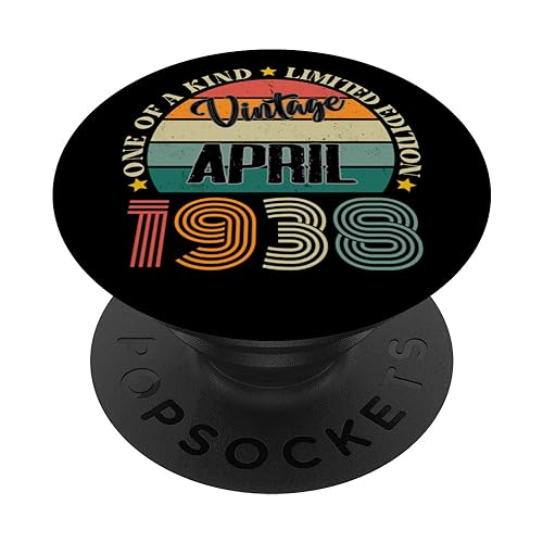 86 Años Vintage Abril 1938 86 Cumpleaños Retro PopSockets PopGrip Intercambiable