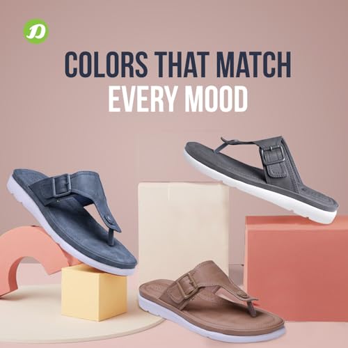 Image of DOCTOR EXTRA SOFT Womens Flat Memory Foam Slippers /Flip-Flops Fashion Stylish Casual Comfortable Diabetic Orthopedic Lightweight Synthetic Slip-On Sandals With Adjustable Buckle For Girls D-630