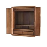 【なごみ工房】ミニ仏壇 無駄のない シンプル仏壇 (ダークブラウン) 幅42cm 奥行き27cm 高さ50cm 扉開け幅約56cm 仏壇 ミニ モダン仏壇 小型仏壇 リビング 洋室 家具調 スマート17号