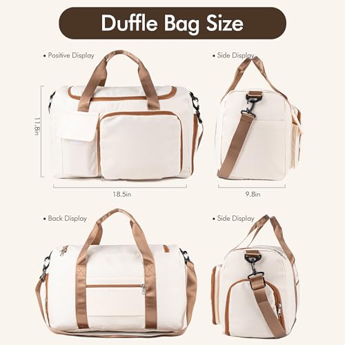 Duffel Bag for Women Girls Personalized Weekender Overnight Bag with Embroidered Name - Custom Travel Duffle with Shoe Compartment, Waterproof & Foldable, Bridesmaid Gift (Brown)2