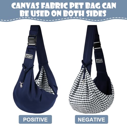 Adiwo Hundetragetasche Welpen, Wendbarer Transporttasche für Hunde und andere Haustiere bis 7.5 kg Tragetuch Hund Verstellbar Sicherer Tragegurt für Kleine Hunde für Spaziergänge im Freien Blau