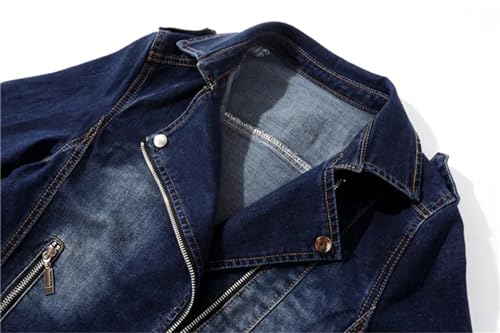 Women Denim Jacket Suit Collar Outerwear Moto Bike Slim Short Jean Jacket Coat3