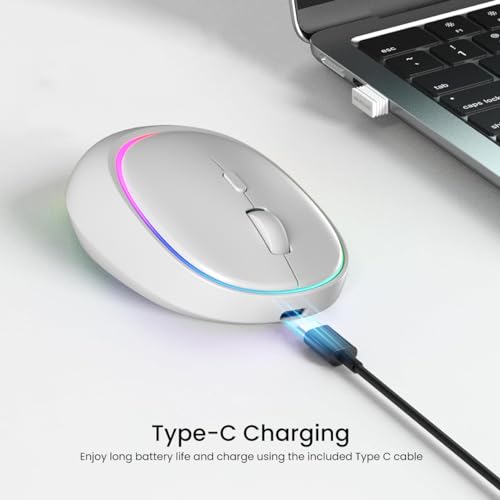 Image of Portronics Toad IV Bluetooth Mouse with 2.4 GHz Wireless (Dual Connectivity), Rechargeable, Connect up to 3 Devices, RGB Lights, Adjustable Optical DPI, for Laptop, PC, Tablet, Smartphone (White)