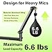 AA AUDIO ACCESSORY Low Profile Boom Arm (Design for Heavy Mic) 6.6lbs Load Capacity, Stable Gear Lock Structure Never Sags, Metal Microphone Stand Desk Mount for Shure SM7B MV7+, Blue Yeti,Rode PodMic