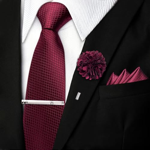 Image of DiBanGu Silk Pre-tied Ties for Men Formal Adjustable Necktie Set | 6PCS,Zipper Tie,Pocket Square,Cufflinks,Tie Clip & Lapel Pin,Wrinkle-Resistant,Premium Gift Box,Formal Business Wedding Party