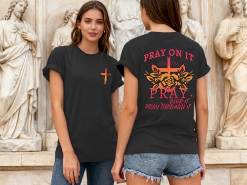 Image of Christian Shirts for Women Jesus Tees Faith Shirts Bible Verse Print Tops | Jesus Shirts for Women,Christian Faith Tee,Vintage Cross Print,Bible Verse,Religious Love Jesus Tops,Religious Scriptures