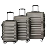Trennwand im Innenraum BEIBYE Zwillingsrollen Reisekoffer Koffer Trolleys Hartschale M-L-XL-Set (Coffee, Set)