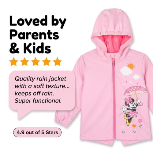 Image of Disney Girls' Hooded Zip-Up Rain Jacket Toddler to Big Kid