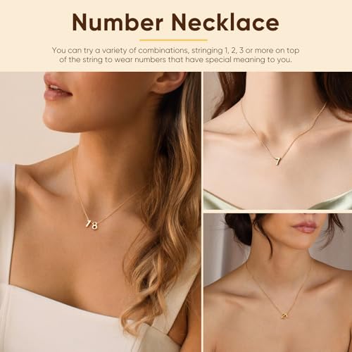 KSF Gold Number Necklace for Women - DIY 10 PCS Number 0-9 Charm Necklace, 18K Gold Plated Number Pendant Dainty Birth Month Choker Game Day Accessories Personalized Jewelry Birthday Gift for Her4