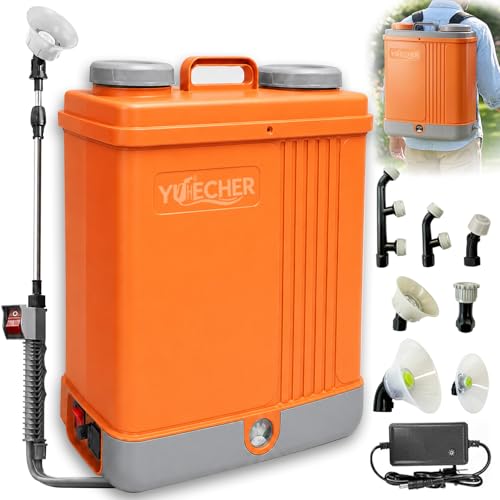 5.3 Gallon Battery Powered Backpack Sprayer, 100 PSI High Pressure 20L Electric Garden Sprayer with 12V Rechargeable Battery, Telescopic Stainless Steel Wand, 7 Multi-Functional Nozzles & Shield