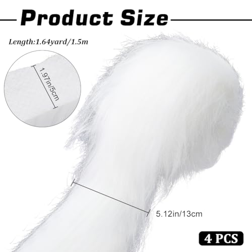GORGECRAFT 4 Roll 150x5-13cm Shaggy Faux Fur Trim White Precut Faux Fur Strips Fuzzy Craft Fur Ribbon for DIY Crafts Gnomes Beard Hair Santa Claus Cosplay Costume Pillows Cushions Christmas Decor - Image 2
