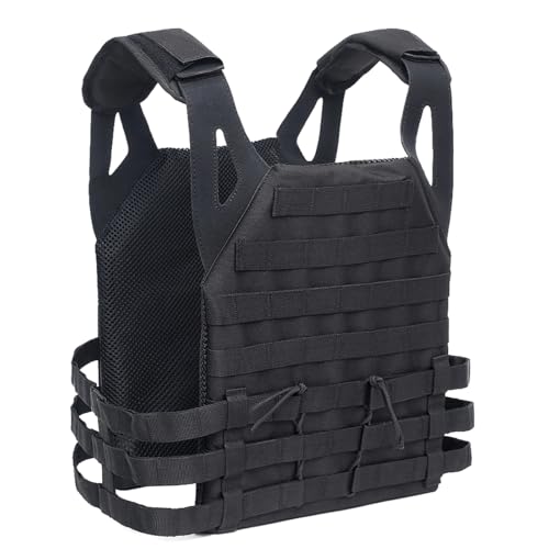 Chaleco táctico transpirable con sistema Molle para caza y combate outdoor en color negro