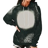 Noël 2023 – Sweat à capuche pour femme, imprimé patchwork avec cordon de serrage, pull à capuche pour femme, haut à capuche lourd pour femme, Noir , M