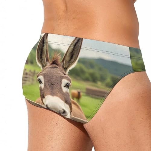 Funny Animal Donkey Mens Swim Briefs Sexy Bikini Swimwear Bathing Suits Trunks3