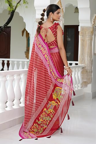 Image of MIRCHI FASHION Saree for Woman | Chiffon Floral Printed Breathable Occasional Sari with Blouse