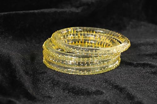 Image of NMII Glass Golden Zircon Stone & Kundan Beads Kada Set For Women & Girls | Fancy Design Kada Bangles | Traditional Look Kangan | Glass Bangles For Women Wedding, Party, Function, Daily use