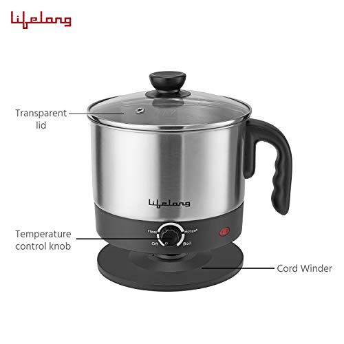 Lifelong Multifunction Cooker/Kettle 1.5 litres (Best for Boiling Milk, Eggs, Soup and Maggi/Noodles), Silver, 1.5 liters (LLMC01), Stainless... - Image 3