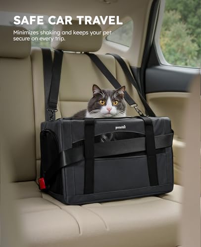 pecute Cat Carrier XL, Extra Large Stable Cat Carrier Handbag, Portable Dog Carrier, Breathable Mesh Fabric Bag for Pets, Cat Travel Carrier Pet Carrier Suitable for Both Long And Short Trip Dark Grey - Image 6