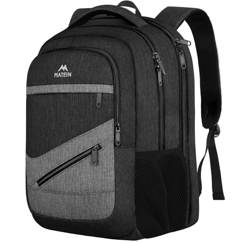 Image of MATEIN Extra Large 50 L Travel Laptop Backpack, Water Resistant Work Computer Backpack with Anti Theft Pocket, TSA Friendly Business Daypack with Multiple Organizer Pockets for Men, Black Grey