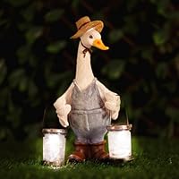 Garden Mile Solar Powered Garden Duck Ornament - Hard-wearing Weatherproof Resin Garden Decor Duck Figurine Solar Powered Lanterns, Garden Ornaments Outdoor, Patio Decor