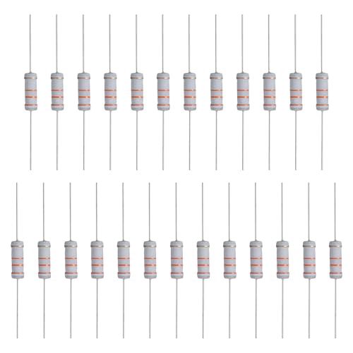 Image of sourcing map 25 Pcs 33K Ohm Resistor, 3 Watts 5% Tolerance Metal Oxide Film Resistor Axial Lead, Flame Proof for DIY Electronic Projects Circuits Experiments
